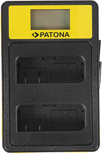 Ładowarka podwójna Patona Dual LCD USB do akumulatorów Nikon EN-EL14