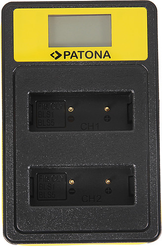 Ładowarka podwójna Patona Dual LCD USB do akumulatorów Olympus BLS-1/BLS5