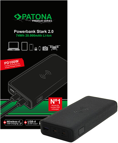 Powerbank Patona Stark 2.0 z ładowaniem indukcyjnym  Qi 15W/9987 | Promocja Black Friday!