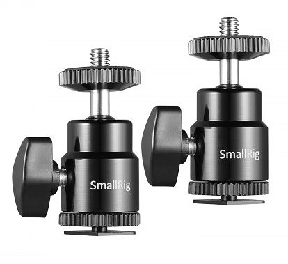 SmallRig 2059 1/4" Camera Hot shoe Mount with Additional 1/4" Screw - zestaw dwóch głowic kulowych