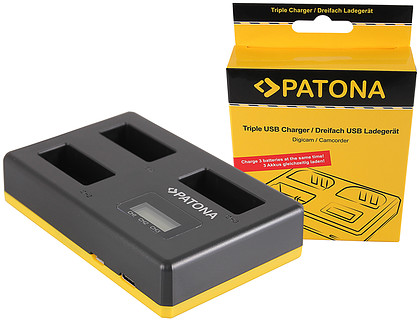 Ładowarka potrójna Patona LCD USB Charger do akumulatorów Canon LP-E6