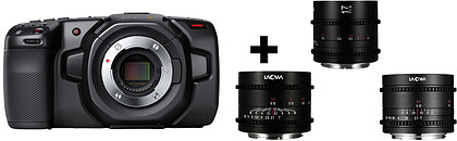 Kamera Blackmagic Pocket Cinema Camera 4K + zestaw obiektywów filmowych Laowa 7,5mm, 10mm, 17mm