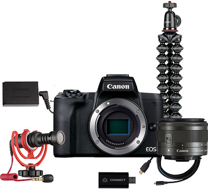 Bezlusterkowiec Canon EOS M50 Mark II + 15-45mm f/3.5-6.3 IS STM Live Stream Kit (czarny) - Dobierz obiektyw do 400zł taniej