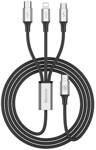 Kabel USB-C Baseus Rapid 3w1 Typ C / Lightning / Micro 3A 1,2M - czarny