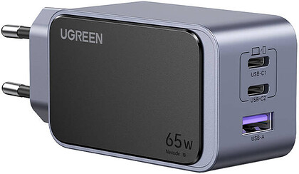 Ładowarka sieciowa UGREEN Nexode Air 65W, USB + 2x USB-C szara (35042)
