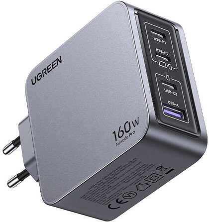 UGREEN Ładowarka sieciowa Nexode Pro 160W GaN 1x USB-A + 3x USB-C szara (25877)