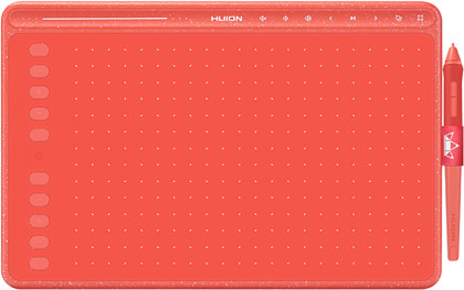 Tablet graficzny Huion HS611 - czerwony (Coral Red)