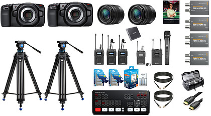 Kompletny zestaw do streamingu - Blackmagic Atem + 2x Pocket 4k + dodatki